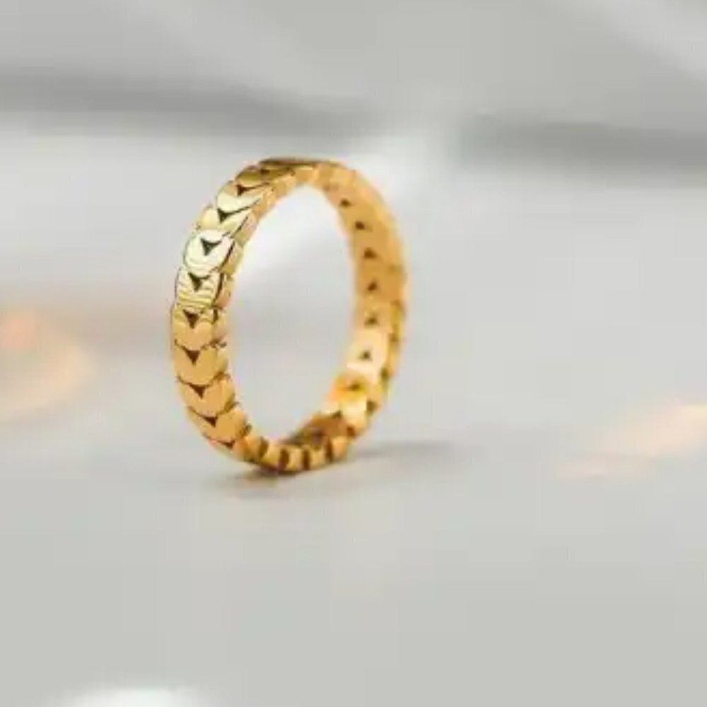 Gold Wheat Ear Design Ring - Picture 2 of 5